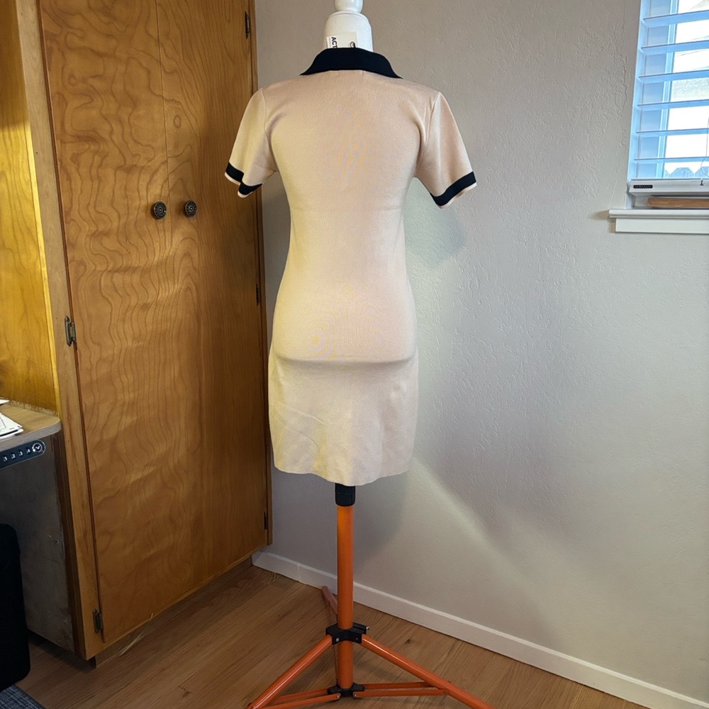 Elegant Beige and Black Button-Down Dress size L - Picture 6 of 7